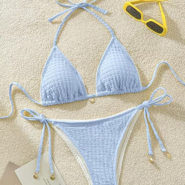 Women's Refined Triangle Bikini with Elegant Ruffle Design Mune Fashion