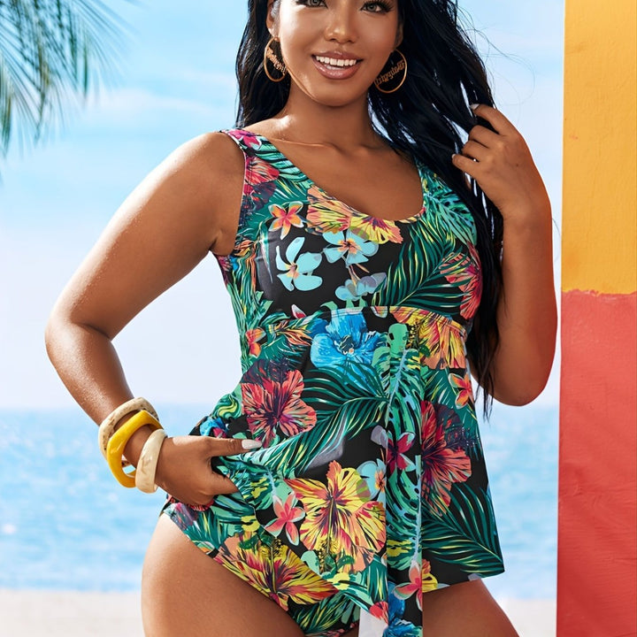 Women's tankini with floral design and asymmetrical cut Mune Fashion