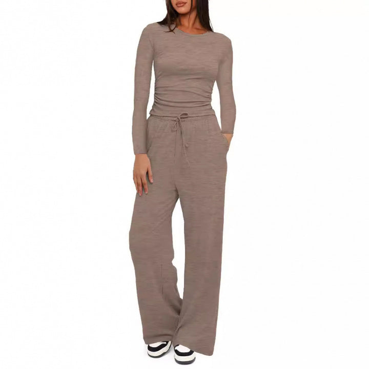 Women's Relaxed Leisure Pants with Extra Wide Leg, Elastic Waistband and Drawstring Mune Fashion