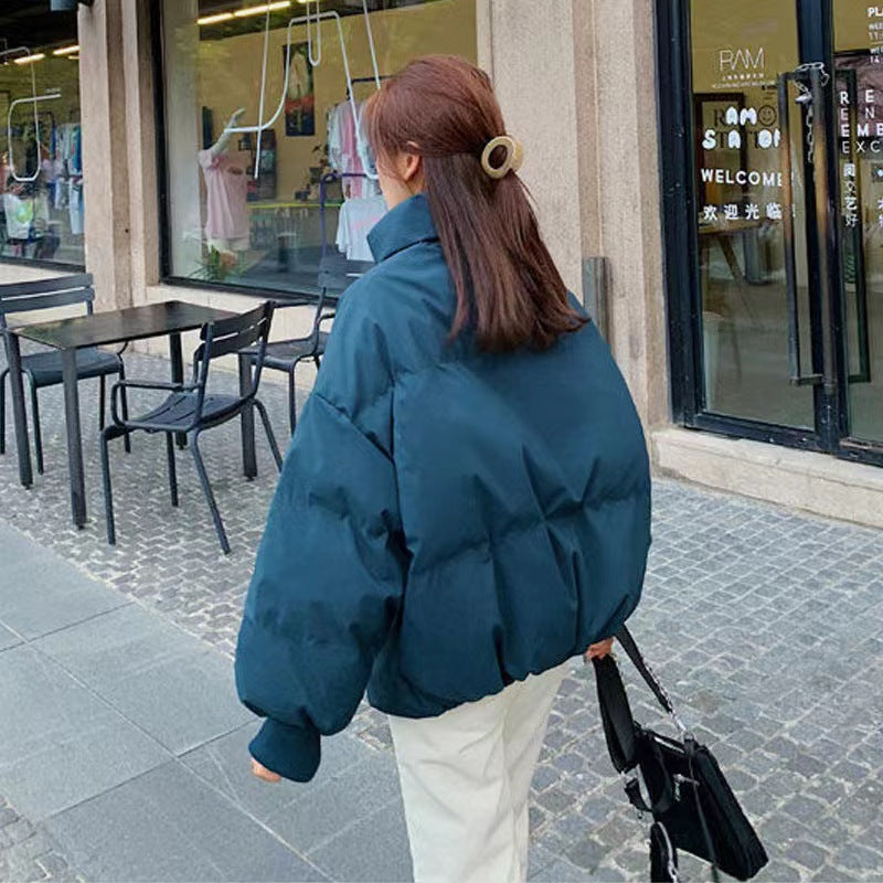 Women's Quilted Short Jacket with Stand-Up Collar, Padded Filling, and Elastic Cuffs Mune Fashion