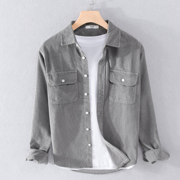 Men's fine cord shirt jacket in worker style with double chest pockets and relaxed fit Mune Fashion