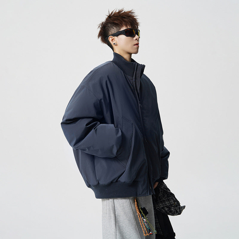 Men's Oversized Bomber Jacket with Padded Filling and Ribbed Hem Mune Fashion
