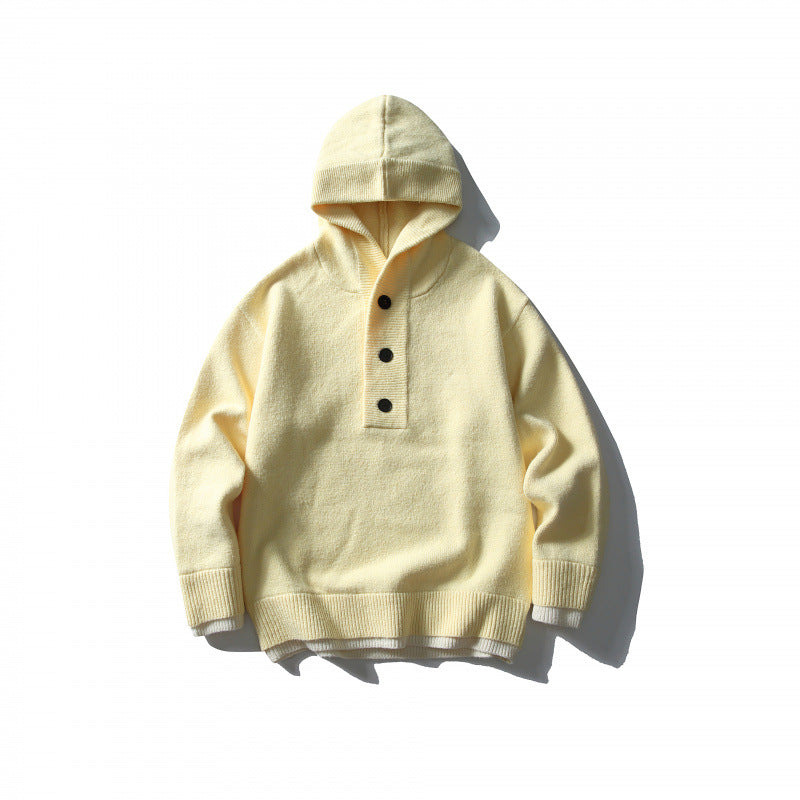 Unisex knitted hoodie with half placket, ribbed hem and double-layer finish Mune Fashion