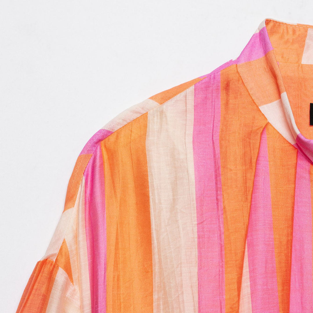 Women Striped Cropped Bomber Jacket with Balloon Sleeves Mune Fashion
