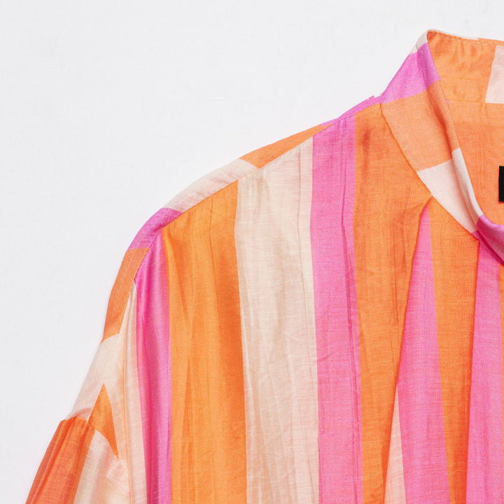 Women Striped Cropped Bomber Jacket with Balloon Sleeves Mune Fashion