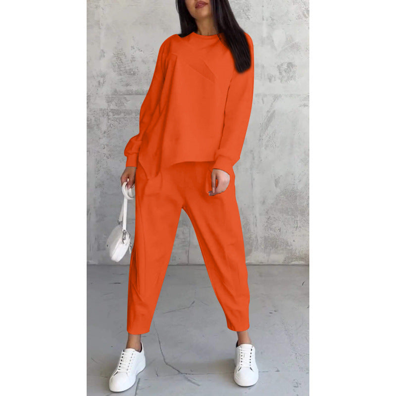 Women's Casual Two-Piece Lounge Set with Oversize Sweatshirt and Tailored Tapered Pants Mune Fashion