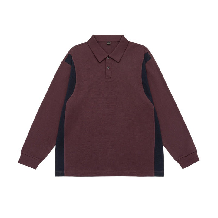 Unisex Long Sleeve Polo Shirt in Oversize Sweatstyle with Contrast Side Inserts Mune Fashion