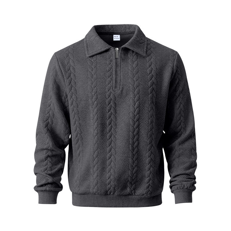 Men's coarse knitted troyer with short zipper and polo collar Mune Fashion