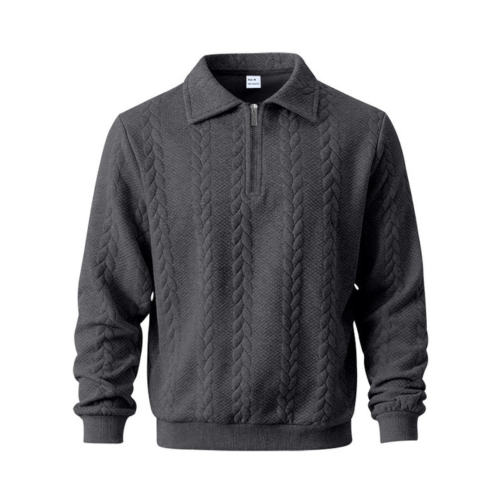 Men's coarse knitted troyer with short zipper and polo collar Mune Fashion