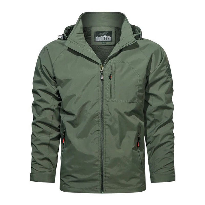 Men's Lightweight Wind and Rain Jacket with Hood Breathable Softshell Membrane and Chest Pocket Mune Fashion