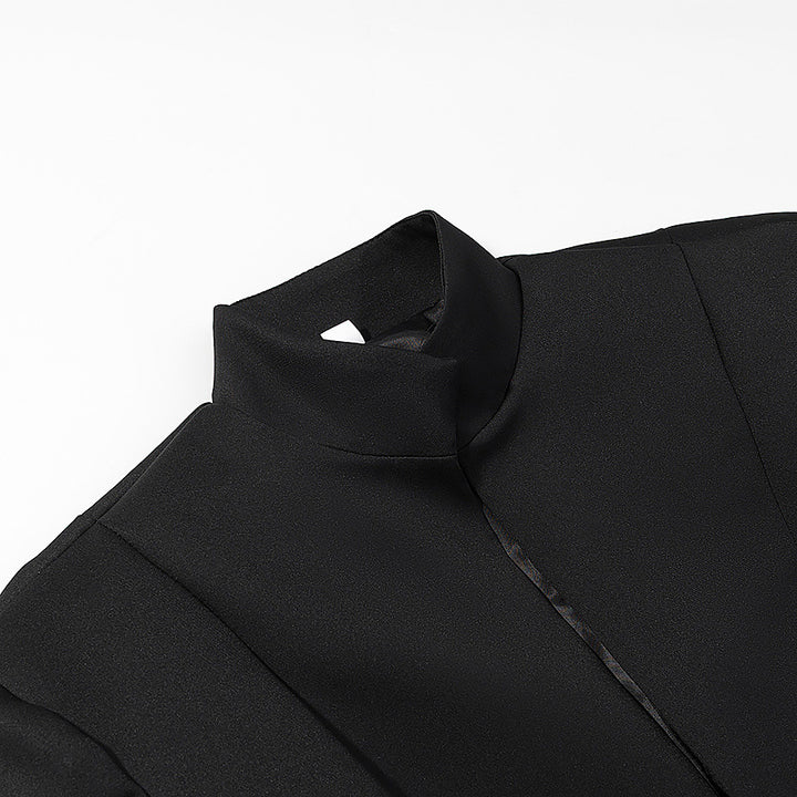 Men's Slim-Fit Blazer Short Jacket with Stand Collar and Minimalist Closure Mune Fashion