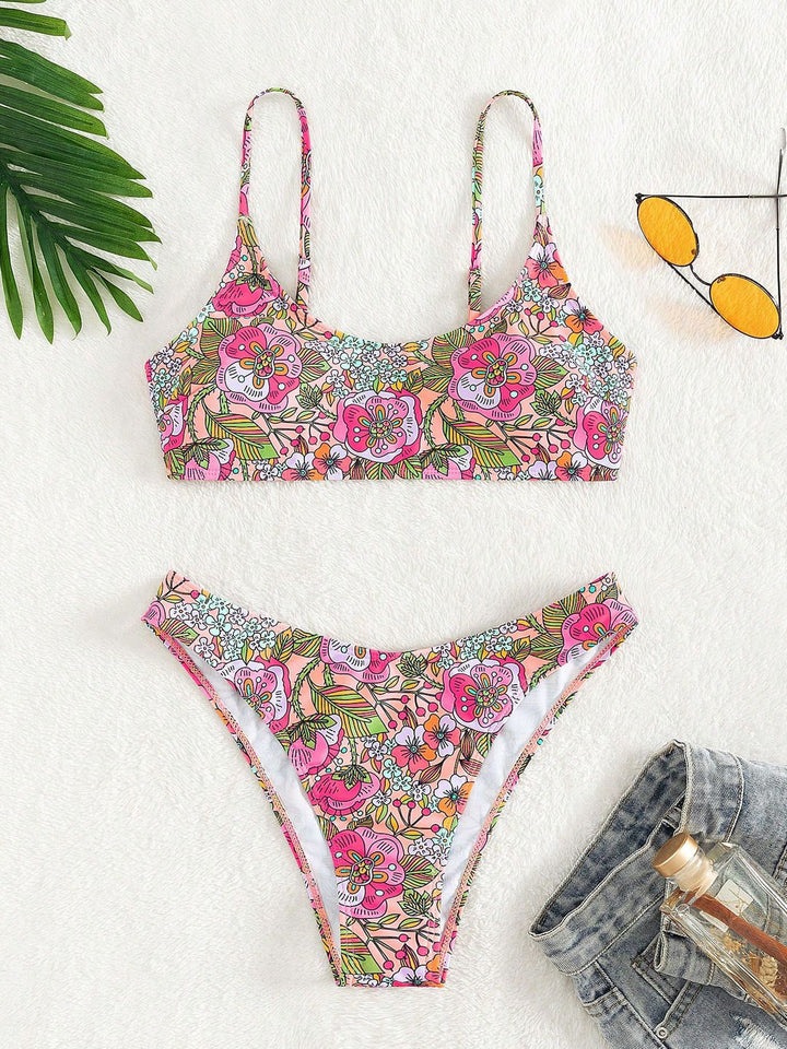 Women Floral Pattern Bikini Set Mune Fashion