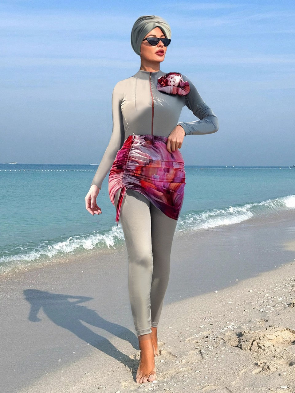 Ladies fashionable surf suit with decorative wrap skirt Mune Fashion