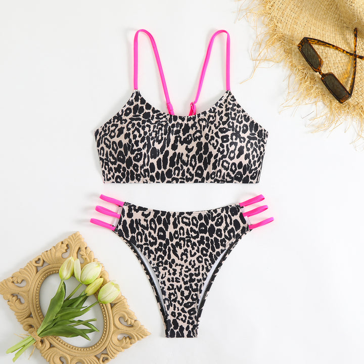 Women's bikini set with creative leopard pattern and adjustable straps Mune Fashion