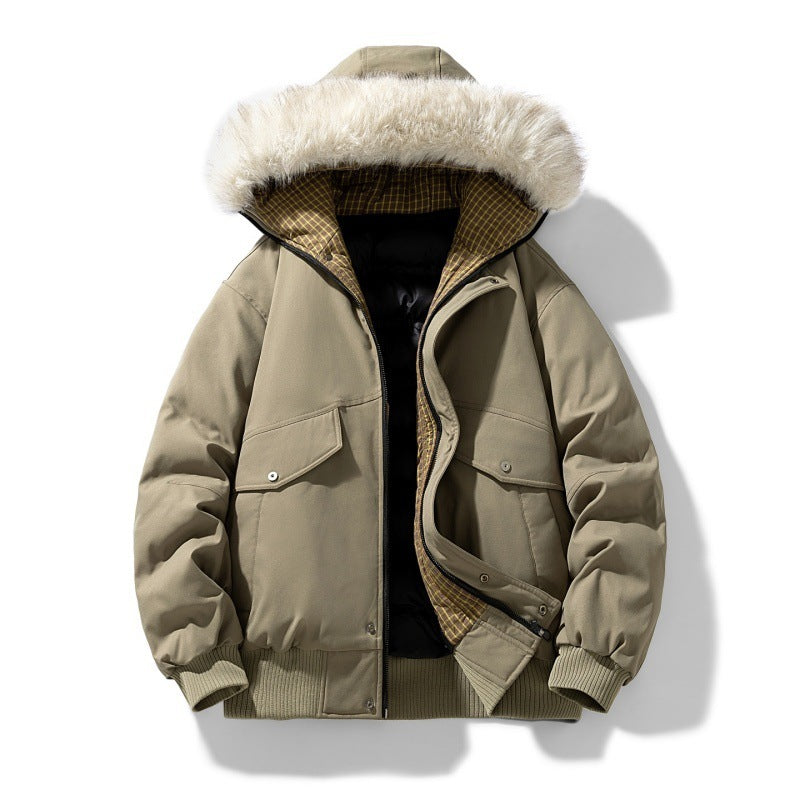 Men's short parka with padded lining, detachable hood, and patch pockets Mune Fashion