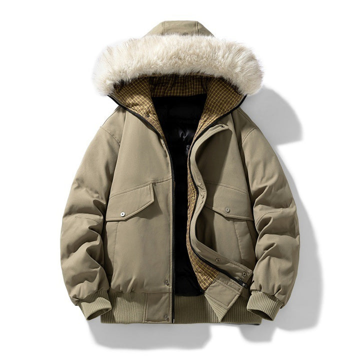 Men's short parka with padded lining, detachable hood, and patch pockets Mune Fashion