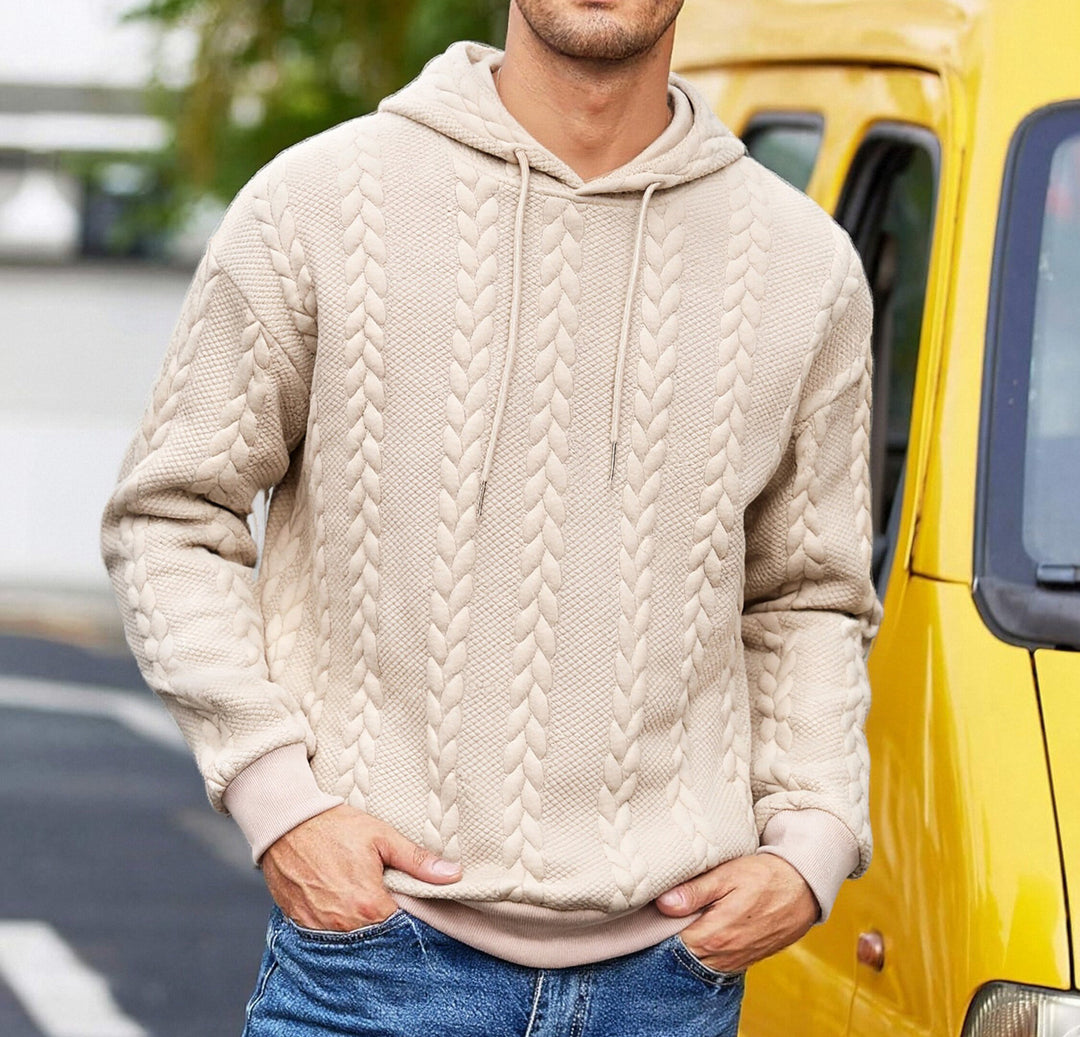 Men's hooded sweatshirt with raised braided relief and soft inner lining Mune Fashion