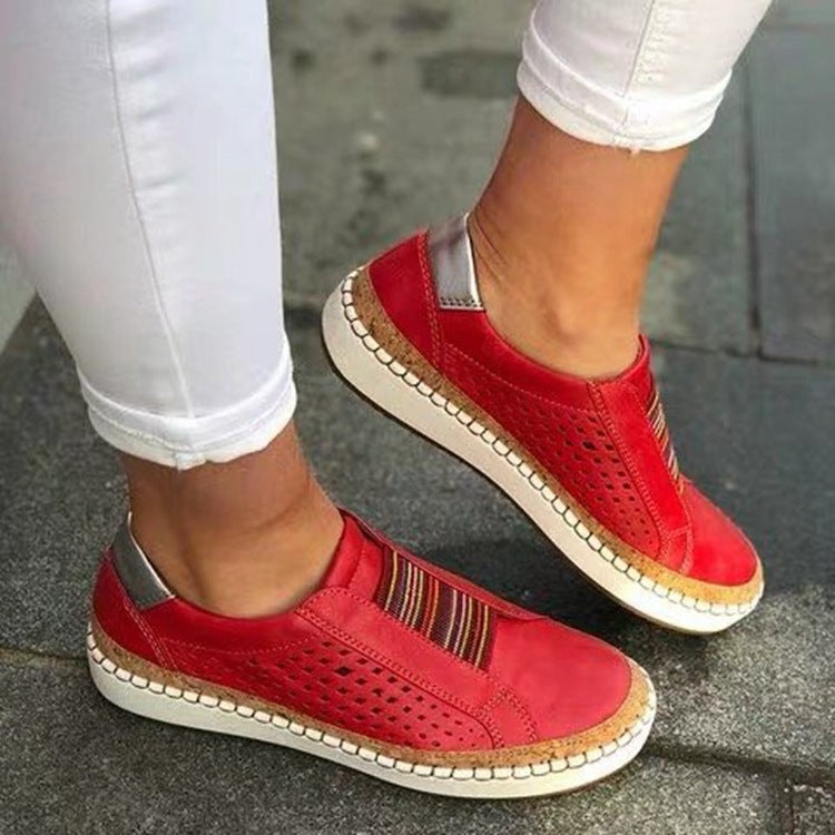 Women's perforated slip-on sneakers with elastic insert and cork-look platform Mune Fashion