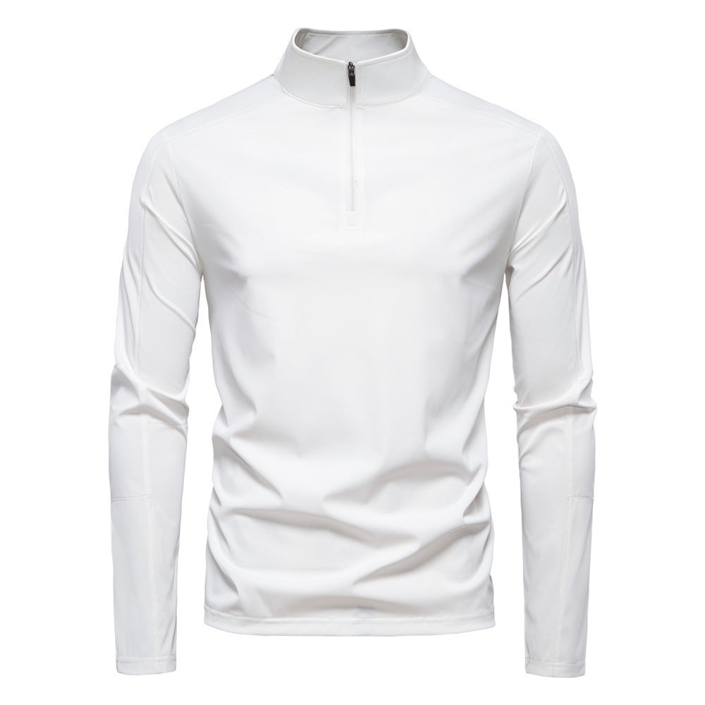 Men's functional long sleeve shirt with stand-up collar and half zipper Mune Fashion