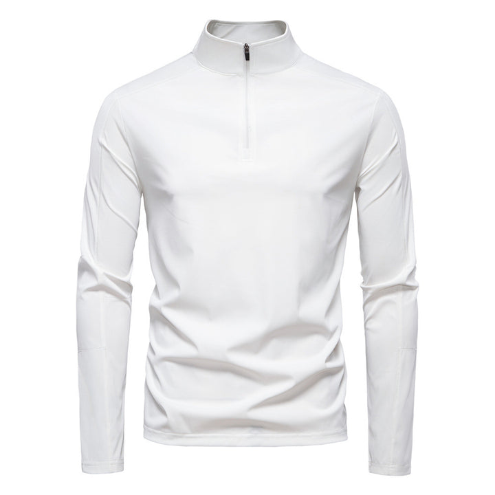 Men's functional long sleeve shirt with stand-up collar and half zipper Mune Fashion