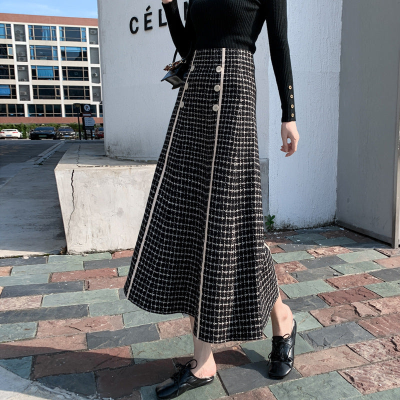 Ladies Long A-Line Skirt with Button Details Mune Fashion