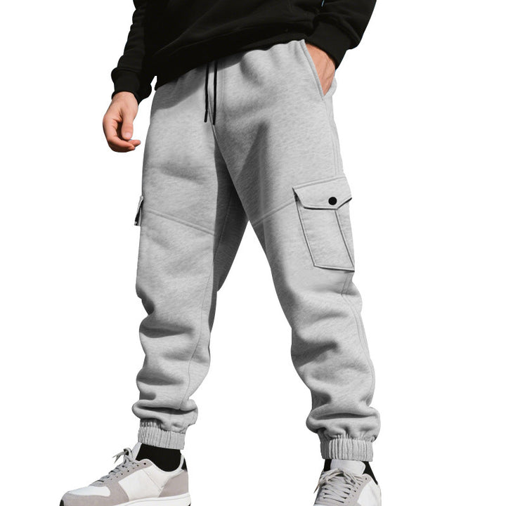 Men's urban-military cargo joggers with knee-quilted inserts, side flap pockets, and ribbed leg openings Mune Fashion