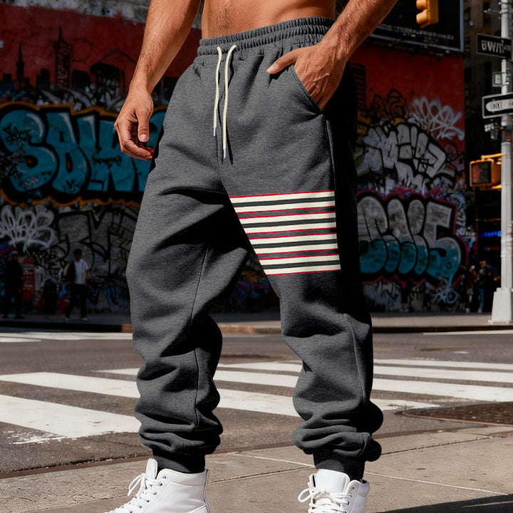 Men's Relaxed-Fit Jogging Pants with Side Stripe Application, Drawstring & Ribbed Cuffs Mune Fashion