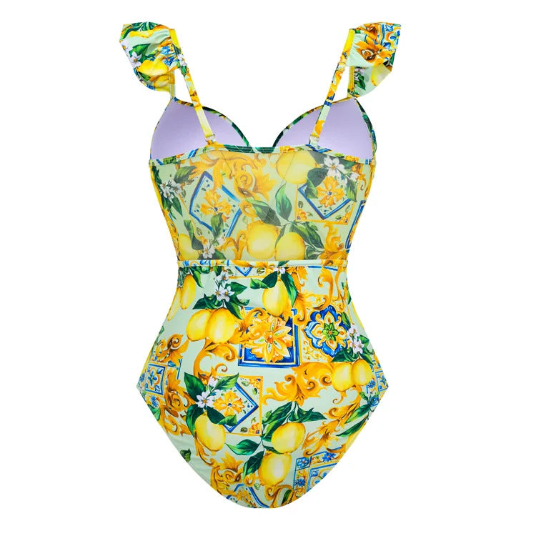 Women's swimsuit with floral design and V neck Mune Fashion