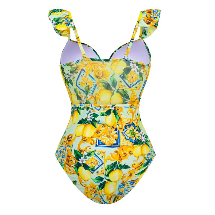 Women's swimsuit with floral design and V neck Mune Fashion