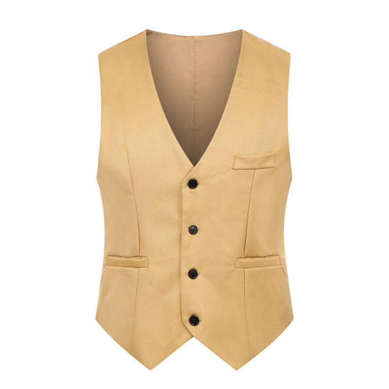 Men's Tailored Satin-Lined Suit Vest with Distinctive V-Neck and Flap Pockets Mune Fashion