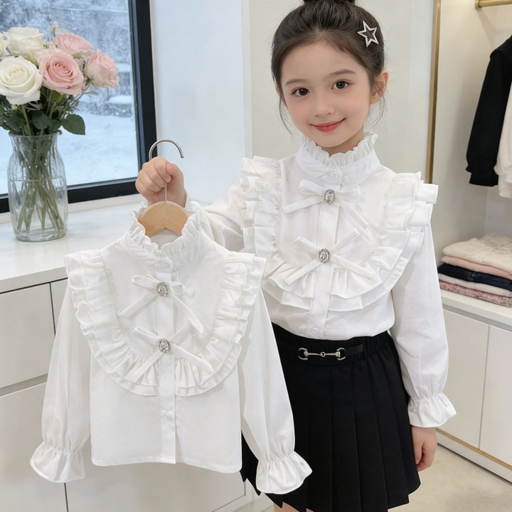 Girls' elegant blouse with ruffles and frill details Mune Fashion
