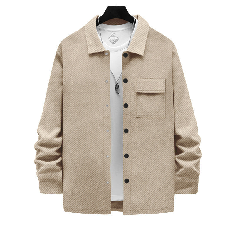 Men's nano structured overshirt jacket with Kent collar snap button placket and patch breast pocket Mune Fashion