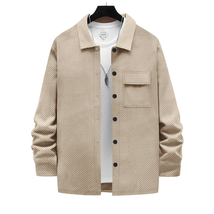 Men's nano structured overshirt jacket with Kent collar snap button placket and patch breast pocket Mune Fashion
