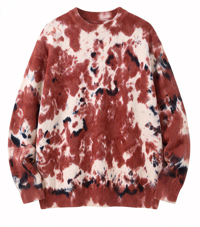 Men's Oversized Batik Sweater with Crew Neck and Ribbed Cuffs Mune Fashion
