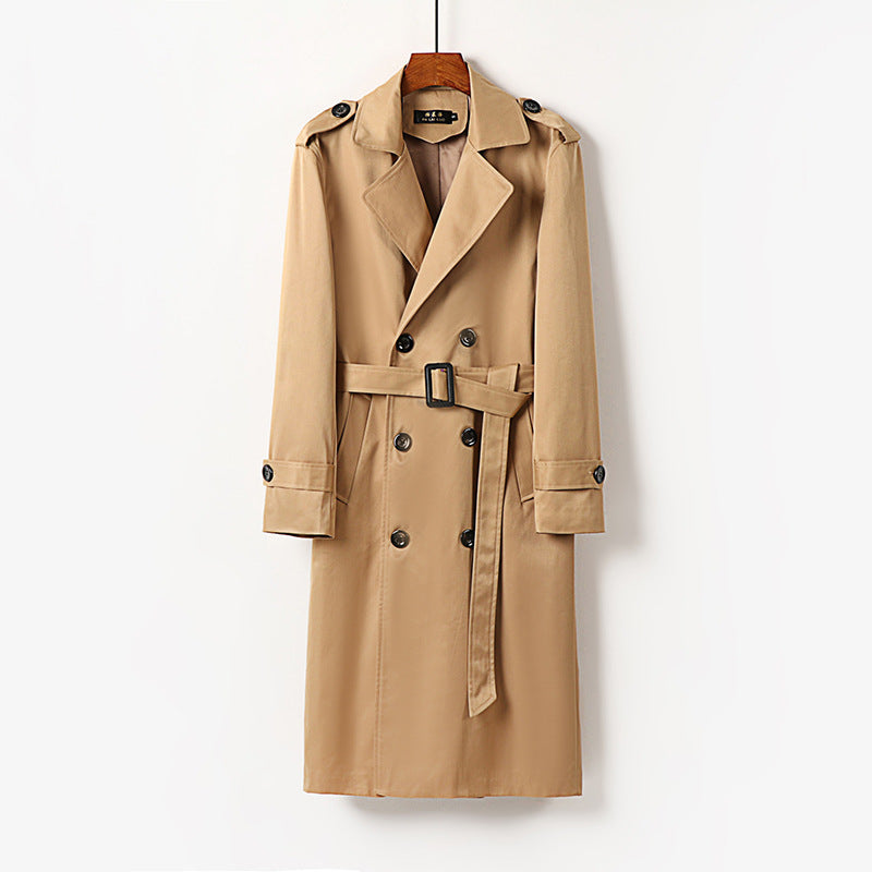 Men's Water-Repellent Double-Breasted Trench Coat with Tie Belt and Epaulettes Mune Fashion