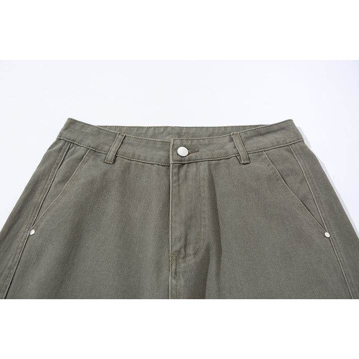 Women's wide pleated trousers in utility cargo style with high waist and prominent seam details Mune Fashion