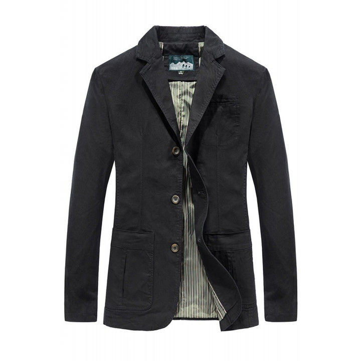 Men's casual cotton twill blazer with patch pockets and striped lining Mune Fashion