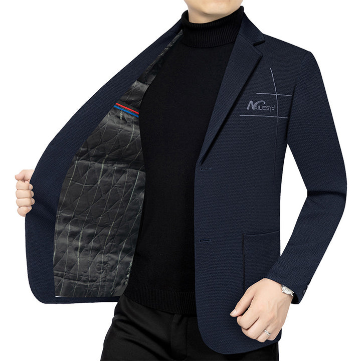 Men's elegant half-lined structured blazer with quilted thermal lining and patch pockets Mune Fashion