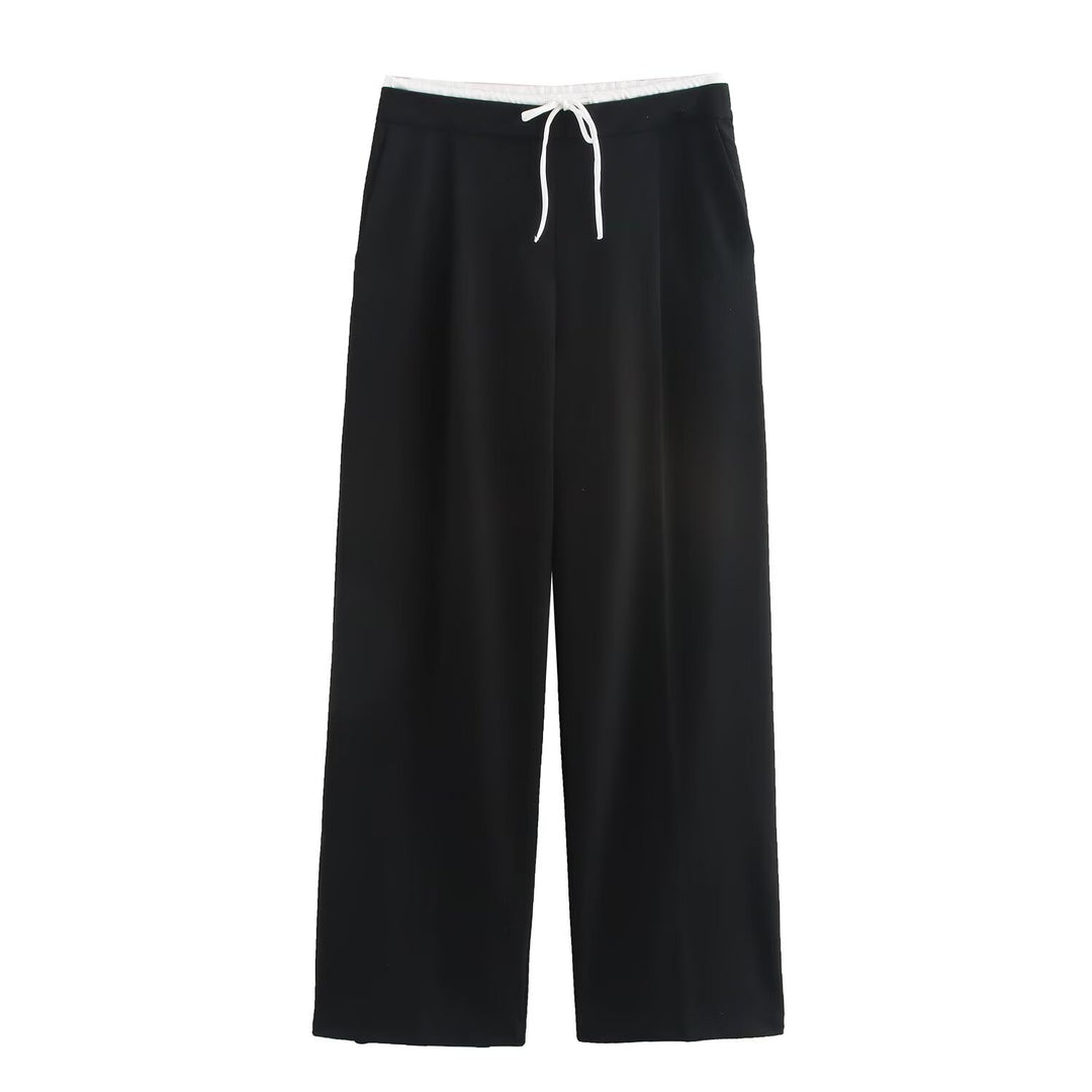 Women 60+ wide Highwaist Palazzo pants with drawstring waistband and crease Mune Fashion