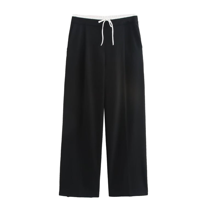 Women 60+ wide Highwaist Palazzo pants with drawstring waistband and crease Mune Fashion