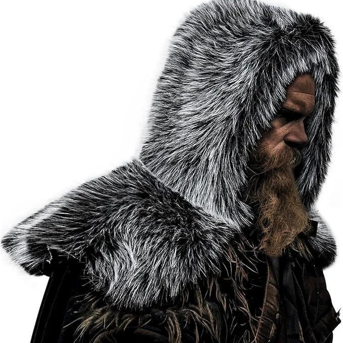 Women's hooded stole made of dense faux fur with tie and shoulder cape Mune Fashion
