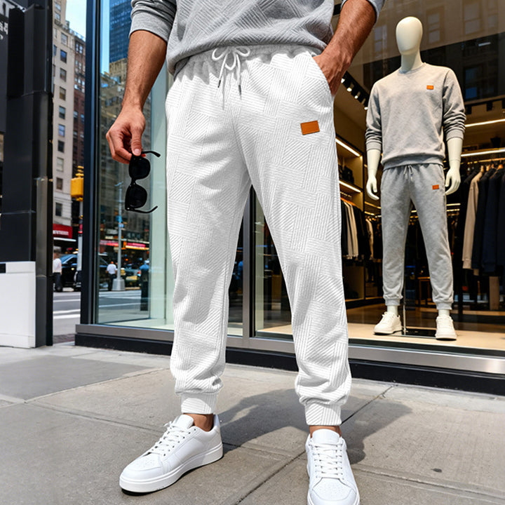 Men's quilted joggers with geometric texture pattern Mune Fashion