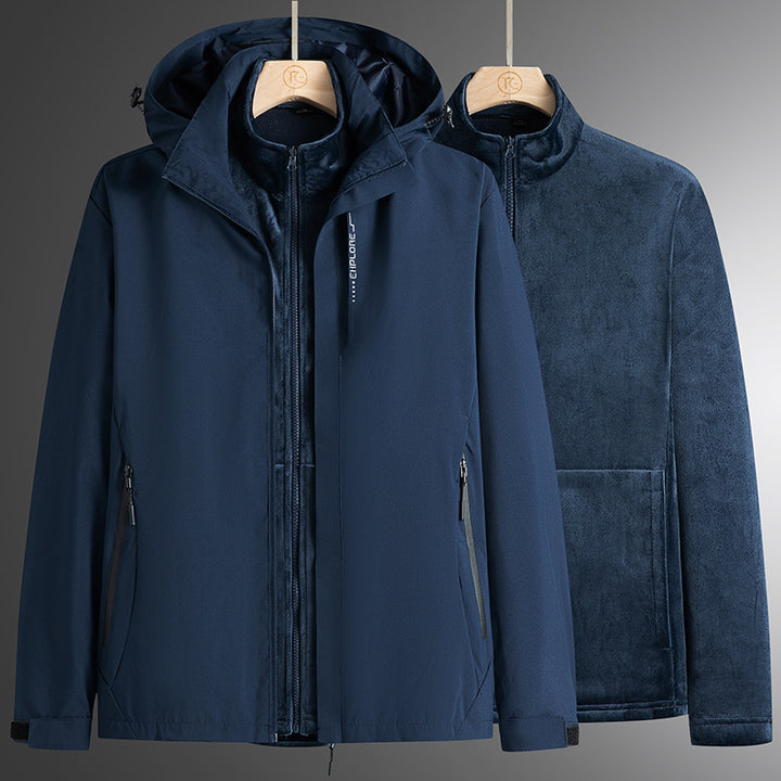 Men's modular softshell parka with removable fleece inner jacket, windproof outer shell and adjustable hood Mune Fashion