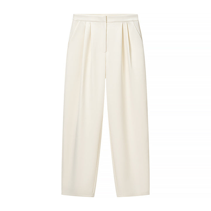 Women's high-waisted wide trousers with pleats, crease and side pockets Mune Fashion