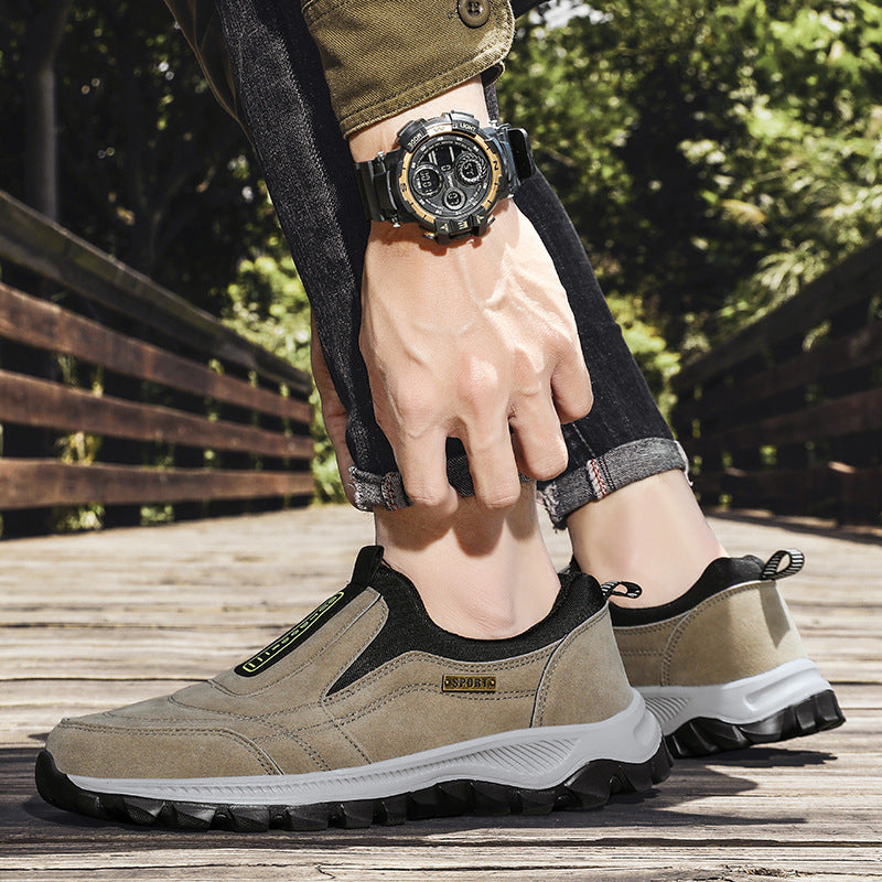 Men's slipper sneaker in suede leather look with non-slip tread sole Mune Fashion