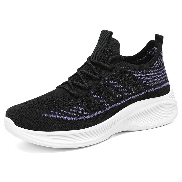 Women’s ergonomic knitted comfort sneakers with targeted ventilation, elastic slip shaft, and shock-absorbing wedge sole Mune Fashion