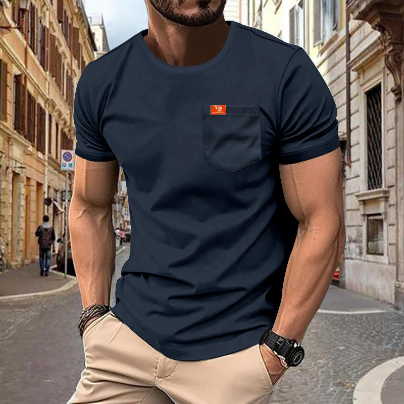 Men's round neck T-shirt with chest pocket and reinforced hem Mune Fashion