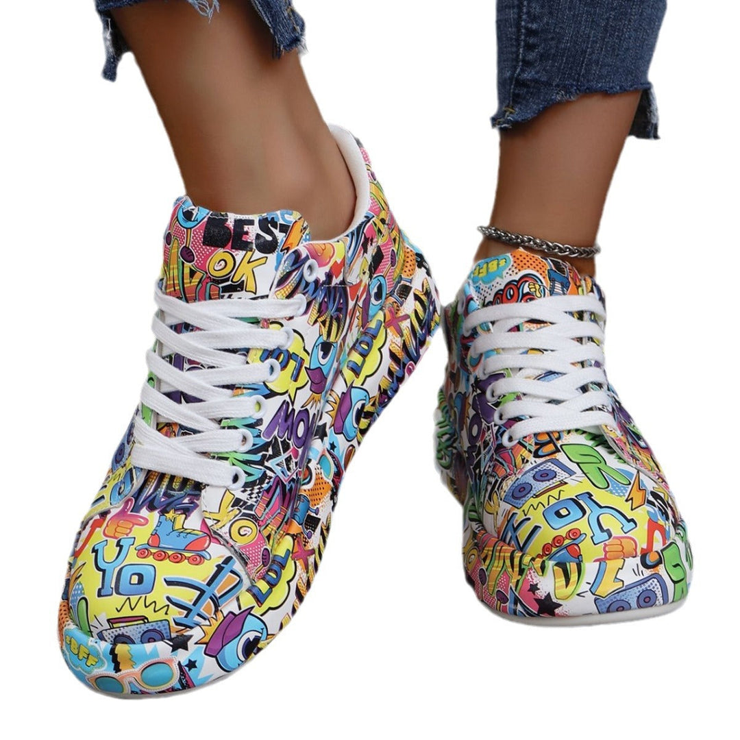 Women’s Fashion High-Top Sneakers with Colorful Graphic Design Mune Fashion