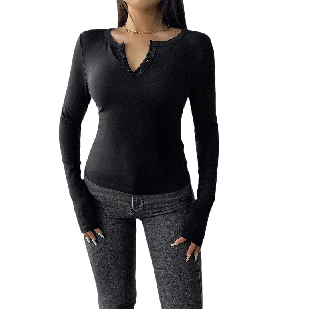 Women's tailored Henley long sleeve with stretch jersey and thumb hole Mune Fashion