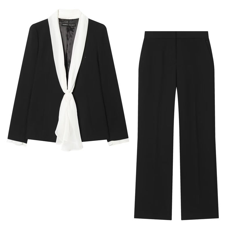 Women's wide suit trousers with high waist, crease and elastic back waistband Mune Fashion